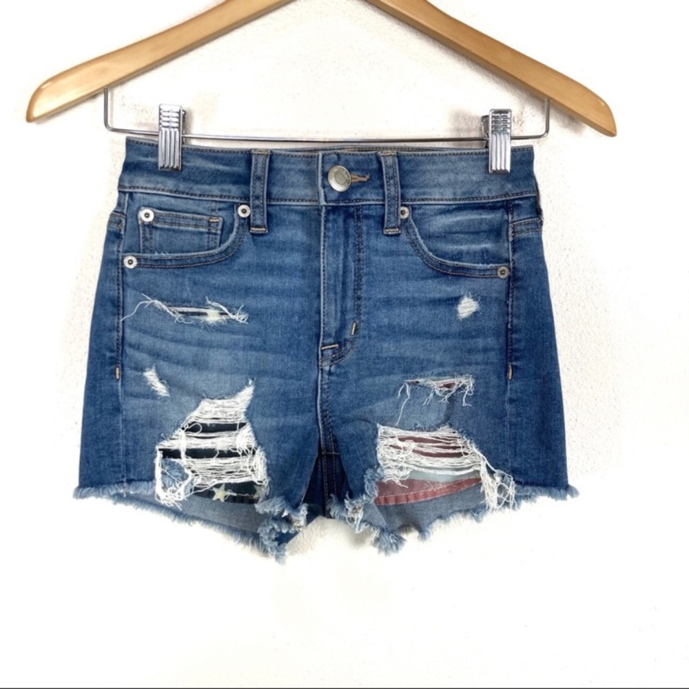 American Eagle AEO‎ Hi-Rise Shortie Cut-Off Jean Shorts Women’s Sz 0
